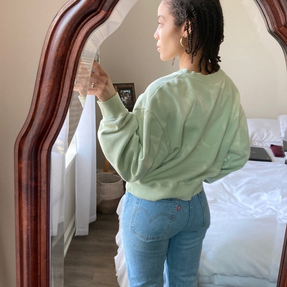 Vans Mint Tie Dye Water Wash Crewneck Cropped Sweatshirt Large - Picture 2 of 14